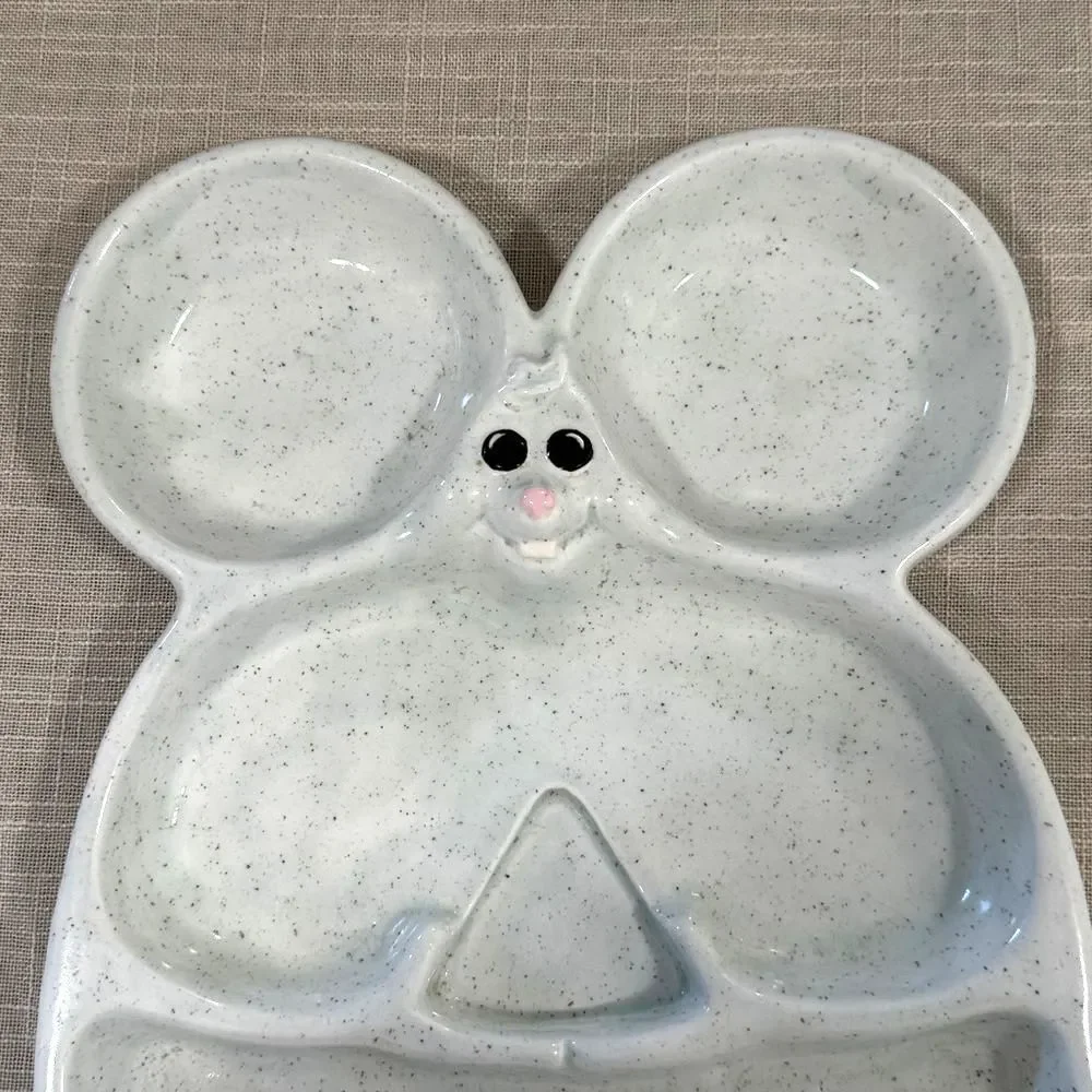 Vintage Speckled Mouse Snack Tray Serving Platter Kawaii Cottagecore Kitchen